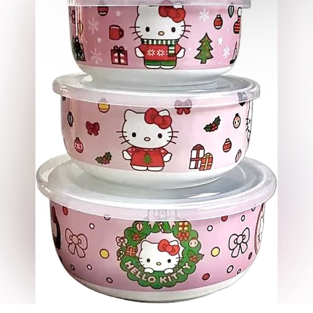 Hello Kitty Festive Pink Bowl Trio